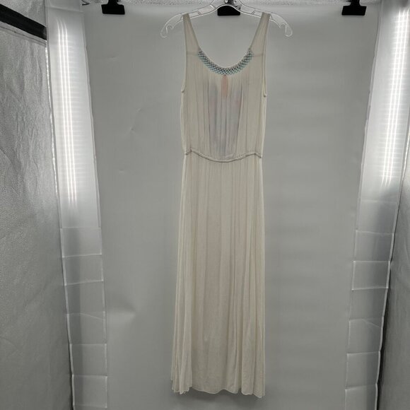 MAGIC Women's Embroidered Sheer Maxi Dress Sleeveless Off White/Multi Size Small - Picture 7 of 8